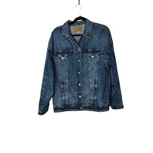 American Eagle Blue Cotton Trucker Denim Biker Jacket Men's M Preowned